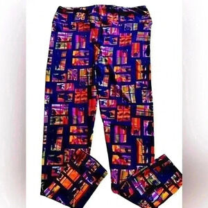 Lularoe‎ TC purple Halloween leggings New in pkg! Window pane design.